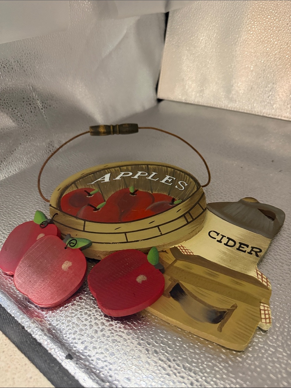 Vintage Hand-Painted Apples & Cider Wooden Wall Hanging